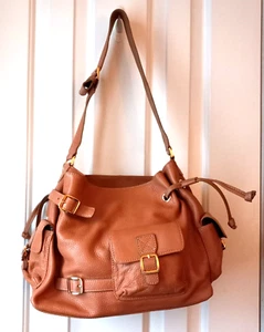 MAXX NY Tan Pebbled Leather Large Shoulder HandBag 3 Compartment Dust Cover tote - Picture 1 of 13