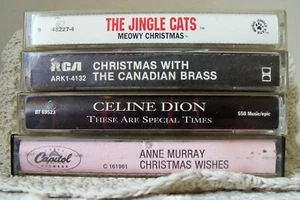 4 Christmas Cassette Tapes~Jingle CATS/Canadian Brass/Celine Dion/Anne Murray - Picture 1 of 5