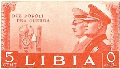 5 x Italy Germany WW2 Hitler and Mussolini in Libya Stamps 1941  - Image 1 of 4