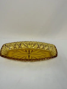 Vintage 10 In Rectangle Amber Candy Dish - Picture 1 of 4