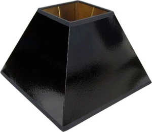 Tisch-Lampenschirm *quadratisch* schwarz Lack D=20cm, innen gold , E27 unten - Bild 1 von 1