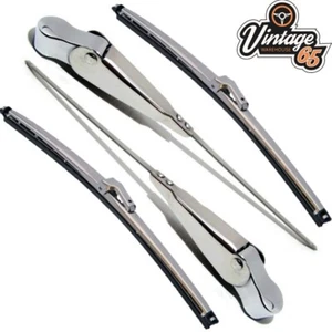 Juego de limpiaparabrisas y brazo limpiaparabrisas de acero inoxidable de 11" vintage y clásico de 10" - Imagen 1 de 1