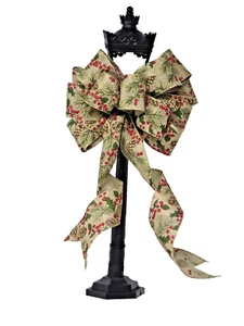 10” WIDE CHRISTMAS BOW~PINECONES & BERRIES FOR DECORATION GIFTS WREATH LANTERN - Picture 1 of 2
