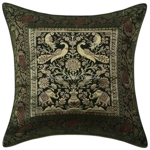 Pillow Cover Boho Brocade Jacquard Decor Car Sofa Cushion Case 16 x 16 in - Picture 1 of 5