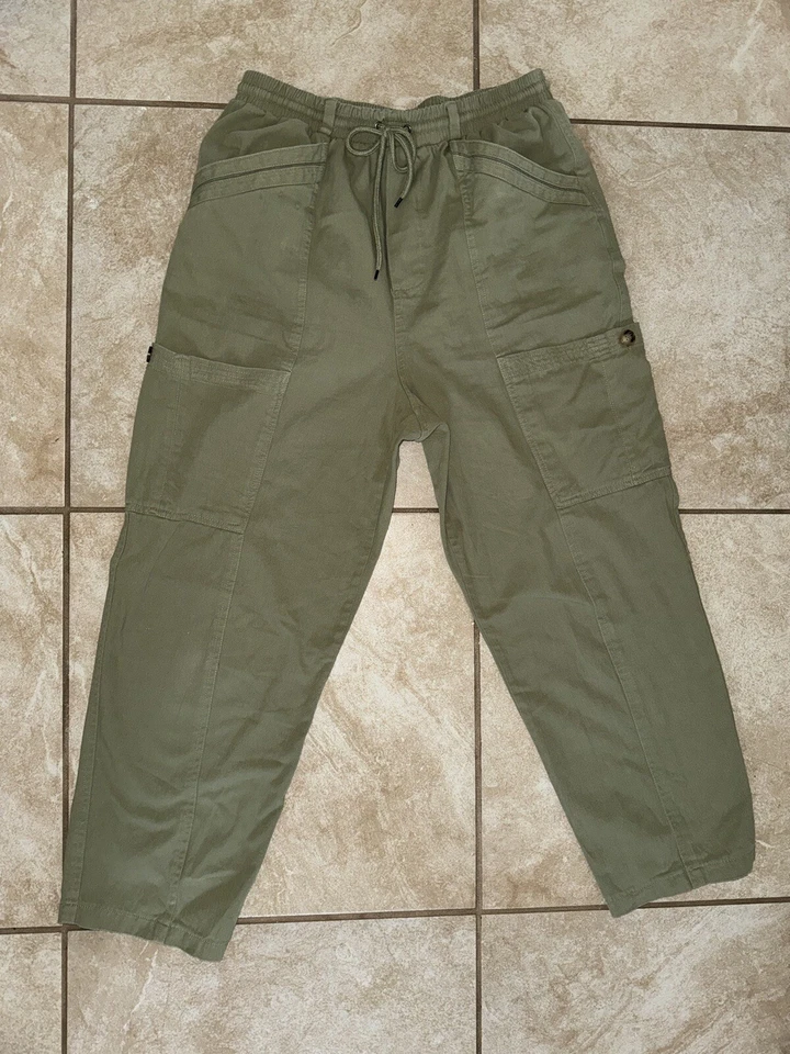 Женские штаны-карго 7 For All Mankind зеленые на шнурке общего назначения размер большой - Изображение 1 из 4