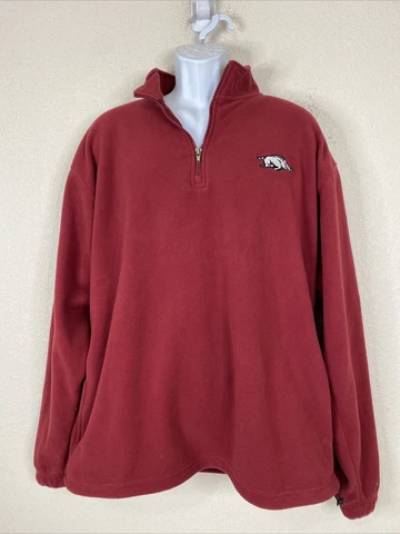 KA Knights Men Size L Red Arkansas Razorback Fleece 1/4 Zip Jacket Cover