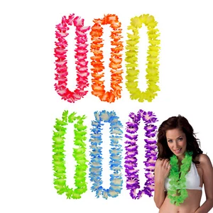 Hula Girl Garland Lei Flower Necklace - Hawaiian Party Fancy Dress Accessory Lot - Picture 1 of 10