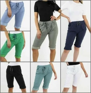 Women Magic Summer Shorts Ladies Stretch Jogger Style Hot Pants cropped Trouser - Picture 1 of 60
