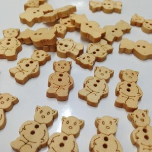 30 Stck. 20 mm Teddybär Holz Knopf Nähen Scrapbooking Stricken Basteln Kartenbasteln - Bild 1 von 7