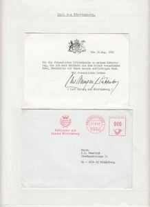 Duque Carl von Wurttemberg, autógrafo original, realeza, Alemania (L6407) - Imagen 1 de 1