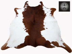 100% Natural TRICOLOR Cowhide Rug Cow Skin Hairon Leather for Décor (49" X 53") - Picture 1 of 3