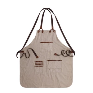 Cotton Canvas Apron with Pockets Chef Barbecue DIY Painting Unisex Work Aprons - Picture 1 of 11
