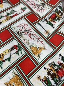 Vintage Christmas Tablecloth Rectangular Carolers 1984 Sleigh Deer 58”x82” - Picture 1 of 9