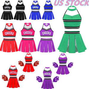 US Girls Dress Outfit Cheer Leader Costume School Uniform Cheerleading Dresswear