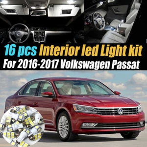 16Pc Super White Interior LED Light Bulb Kit Package for 2016-2017 VW Passat - Picture 1 of 12