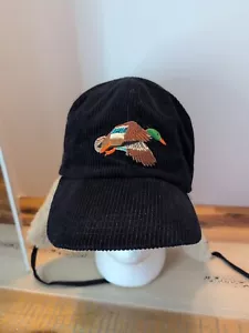 Cappello vintage in velluto a coste blu anatra Mallard con pelliccia sintetica panna, piccolo made in USA - Foto 1 di 11