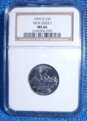 1999-D New Jersey 25C Washington State Quarter - NGC MS66 Business Strike - Image 1 of 2