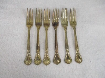 Godinger Fork Golden Grand Master Classic Flatware Gold Electroplate 6Pcs Dinner Foto 1 de 4