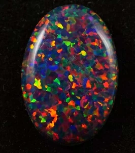 Natural Certified Black Fire Opal Oval Cabochon 12 Ct Australian Loose Gems 29S - Picture 1 of 4
