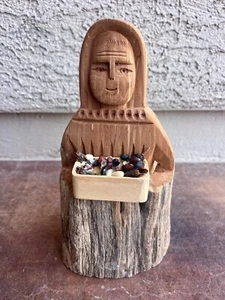 Vintage John Tollardo signierte geschnitzte Zeder Skulptur Figur Taos NM 1995 Beschädigung - Bild 1 von 7