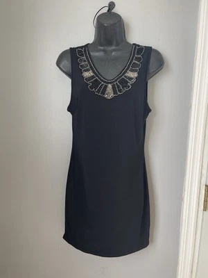 Vestido de fiesta Poesía negro con cuentas mini Y2K talla L Foto 1 de 4