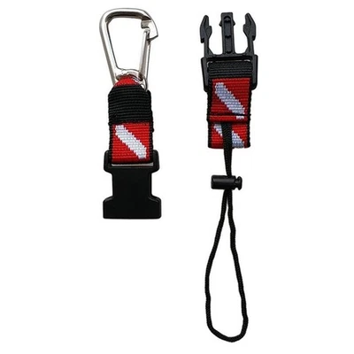 Scuba Diving Gear Lanyard Strap With Clip 31*2.5cm Black Red Firmly Fixed - Image 1 of 4
