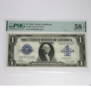 1923 PMG Choice AU58 EPQ - Silver Certificate $1 One Dollar Fr 238 Note #56625F - Picture 1 of 3