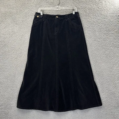 Eddie Bauer Corudroy A 字长裙黑色 Academia Preppy 复古女式 8 码 — 第 1/4 张图片