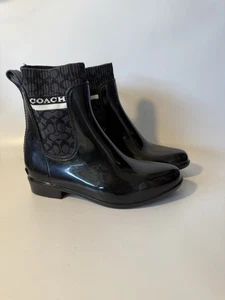 BOTÍN DE LLUVIA COACH RIVINGTON NEGRO TALLA US9 EU 39.5 EXCELENTE ESTADO - Imagen 1 de 16