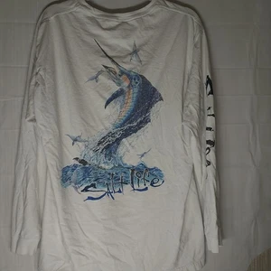 salt life long sleeve t shirt White With Defects Size Large - Picture 1 of 4
