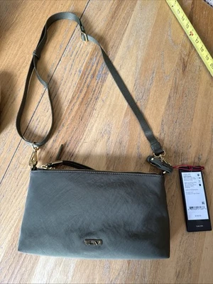 New TUMI Voyageur Olive Green Nylon ADELA 3-Compartment Small Crossbody Bag $195 - Image 1 of 4