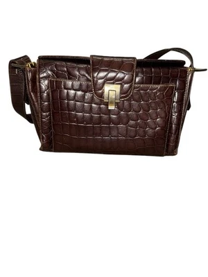 Bolso de hombro Francesco Biasia de cuero en relieve de cocodrilo - Hecho en Italia Foto 1 de 4