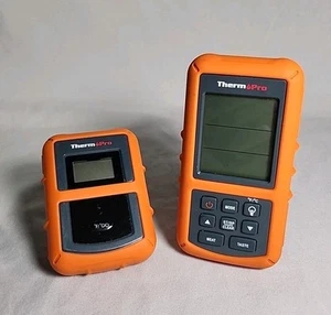 Gebrauchtes Therm Pro Lebensmittelthermometer mit Fernbedienung Orange TP-20 Fleischeinstellungen! No-Probes! - Bild 1 von 6