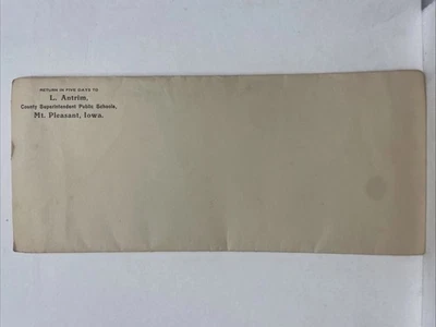 L. Atrim, County Superintendent Mt. Pleasant, Iowa Vtg Oversized Mail Cover - Image 1 of 2