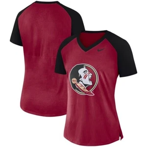 Nike Garnet Florida State Seminoles Fan Raglan V-Neck T-Shirt Women's Sz S - Picture 1 of 5