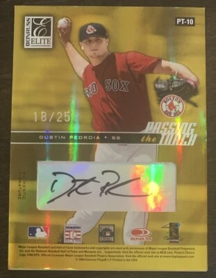Dustin PEDROIA DOERR 2004 Donruss Elite GOLD Passing the Torch Dual Auto 18/25 - Image 1 of 2