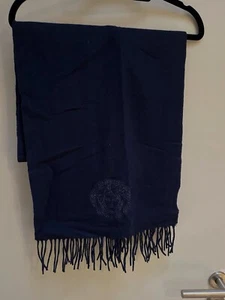 Versace Navy Scarf - 100% Virgin Wool - Medusa Logo - Made in Italy - Picture 1 of 6