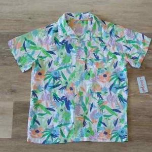 NWT Cat & Jack Boys 100% Rayon Colorful Floral Button Down Shirt Size XL (14) - Picture 1 of 5