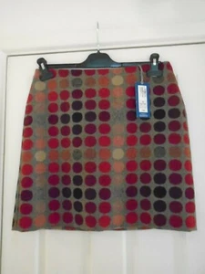 MARKS & SPENCER ITALIAN WOOL MIX BURGUNDY POLKA DOT SKIRT SIZE 10 NEW - Picture 1 of 6