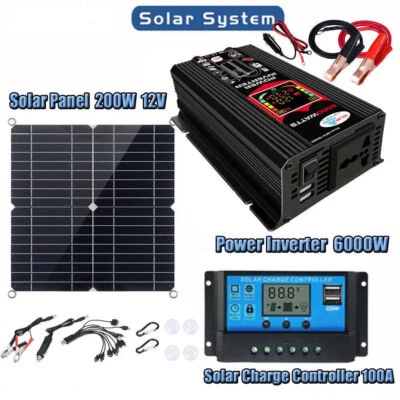 6000W Komplett Solarpanel Kit Solar Stromerzeuger 100A Haus 110V/220V Anlage - Bild 1 von 4