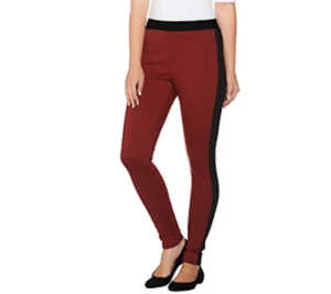 Lisa Rinna Collection Damen XS Regular Leggings Ziegelrot Schwarz Rippeinsatz - Bild 1 von 8