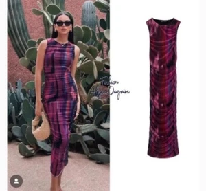 Vestido estampado de tul fruncido talla S nuevo con etiquetas - Imagen 1 de 18