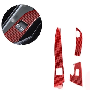 For Chevrolet Corvette C7 Red Carbon Fiber Door Switch Button Panel Trim Cover - Picture 1 of 10