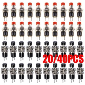 20/40PCS Lockless Momentary ON/OFF Push button Red/Black Mini Switch PBS-110 - Picture 1 of 16