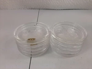 Set of 10 Val St. Lambert Belgium Crystal Depose Coasters  3 ½" Etched Flowers - Picture 1 of 6