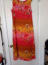 VINTAGE Katlyn O Farrel Orange Maxi Sheath Sun Dress Women Size M/L Tropical