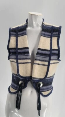 Woolrich Womens Vintage Wool Conche Tassle Shawl Collar Vest M - Image 1 of 4