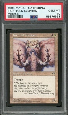 1996 Magic the Gathering MTG Mirage Iron Tusk Elephant PSA 10 Pop 1 - Image 1 of 2