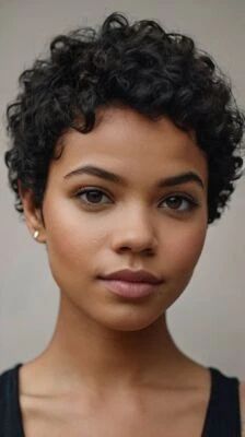 Short Afro Kinky Curly Wig Women Human Hair Wig Pixie Cut Wig Natural Black Wigs - Image 1 of 4