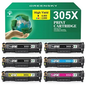 6x CE410A 305A CE410X Toner for HP Laserjet Pro 400 M451dw M475dw M451dn M475dn - Picture 1 of 6